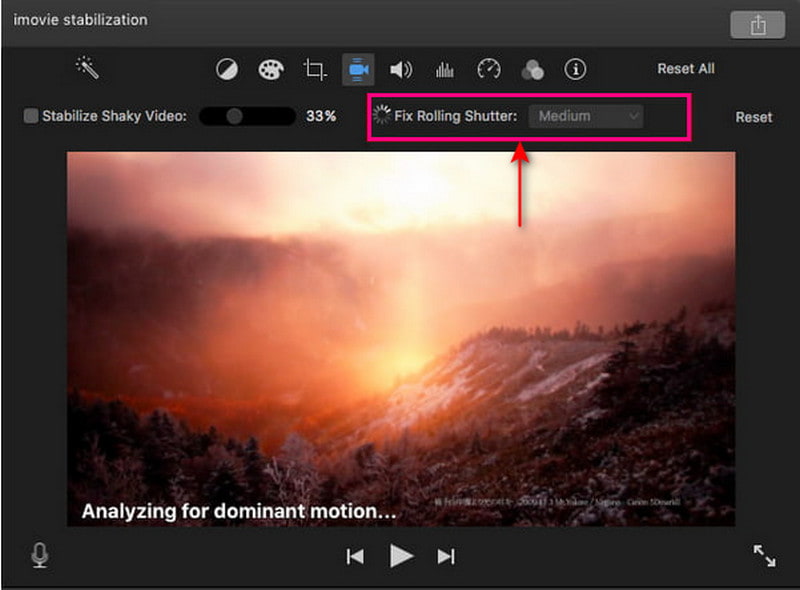 Mac iMovie Fix opcja Rolling Shutter