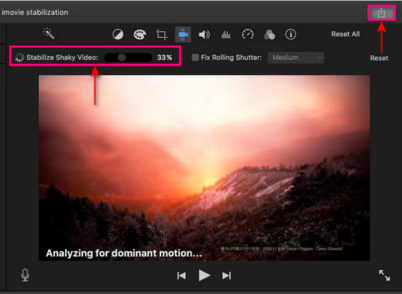 Stabilizare video Mac iMovie