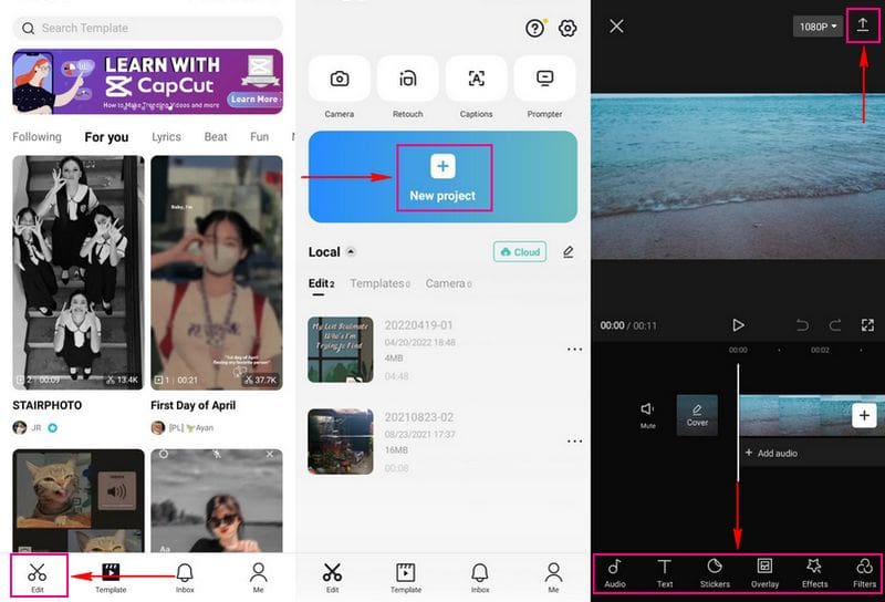 CapCut Video's bewerken voor TikTok op telefoon