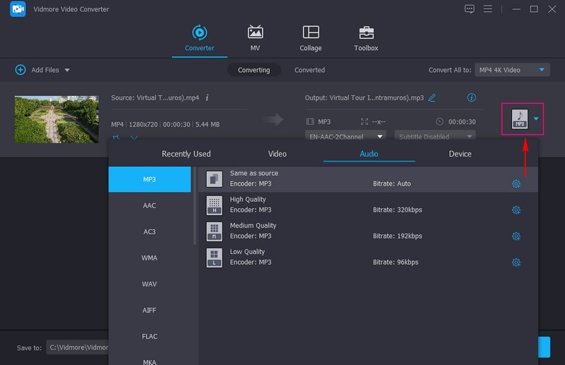 Odaberite audio format