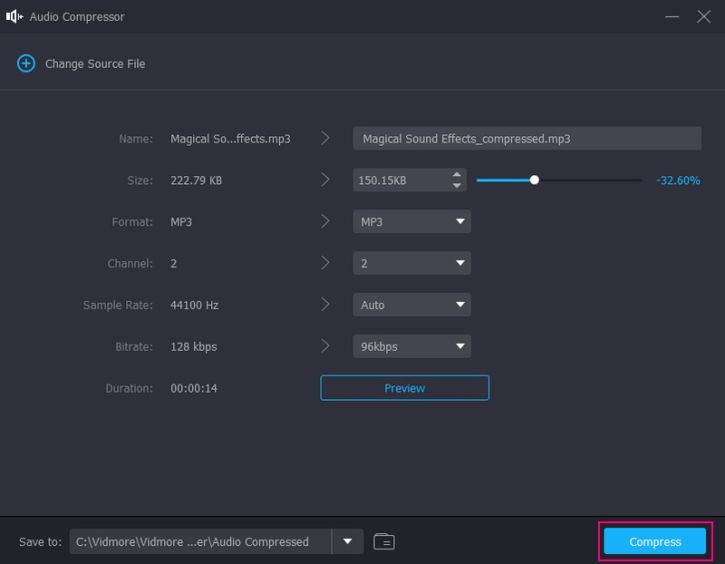 Komprimirajte audio datoteku