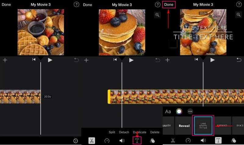 iMovie Přidat text do Video TikTok