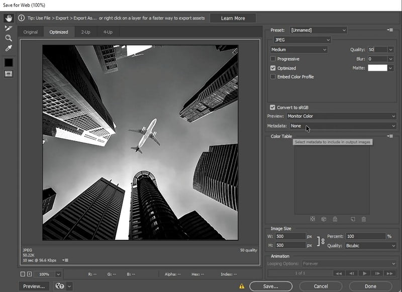 Photoshop Komprimer bilde for web