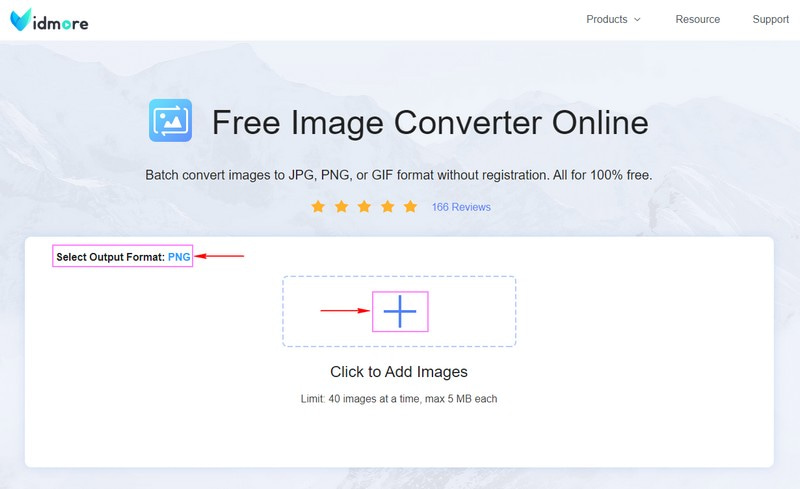 Pilih PNG sebagai Format Output dan Tambah Fail