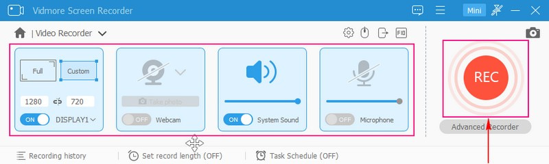 Ativar configurações do gravador de vídeo