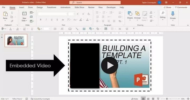 Voor online video afspelen in Powerpoint