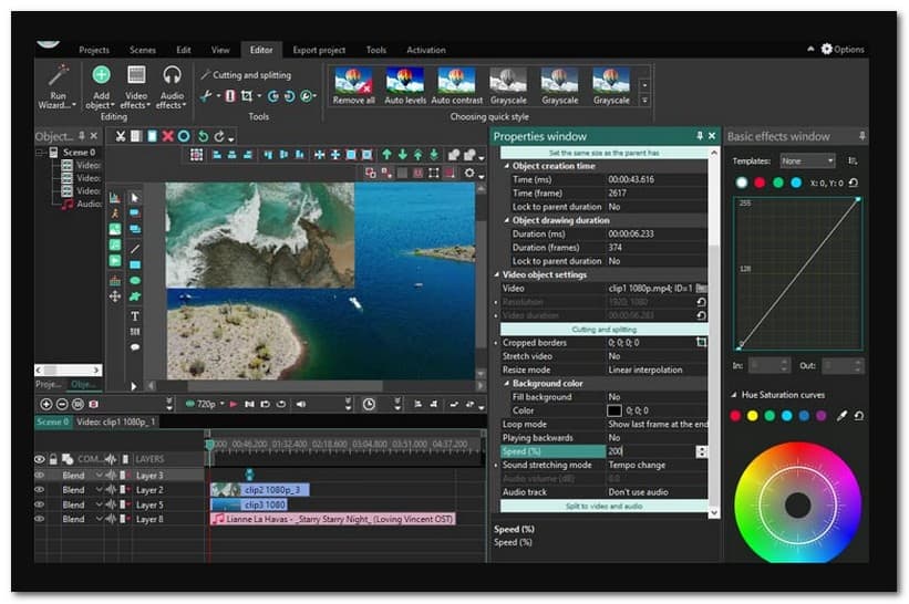 VSDC Gratis interface voor video-editors