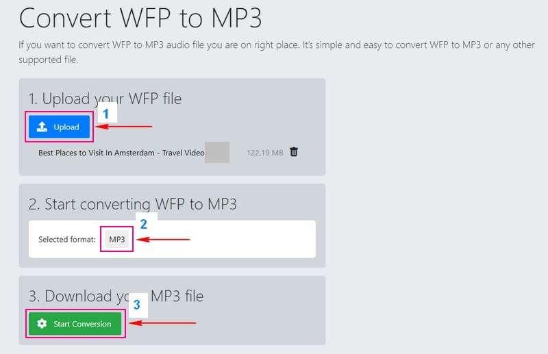 Hogyan lehet a WFP-t MP3-má konvertálni online