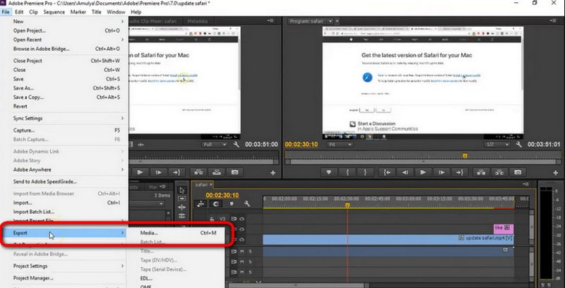 Importálja a konvertált fájlt az Adobe Premiere Pro programba