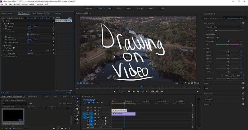 Adobe Premiere Draw на видео