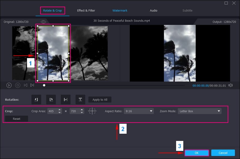 Fai clic sul pulsante Modifica e ritaglia il video