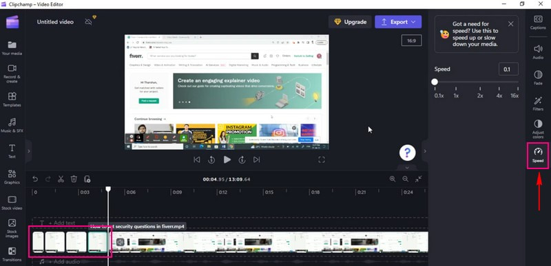 Clipchamp fordított videó