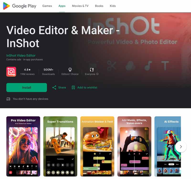 بديل لبرنامج iMovie لنظام Android InShot