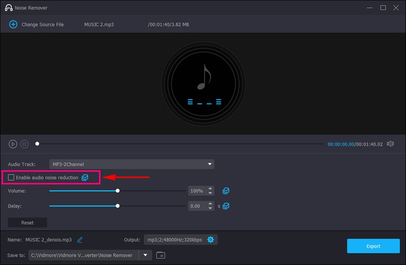 Provjerite Enable Audio Noise Reduction