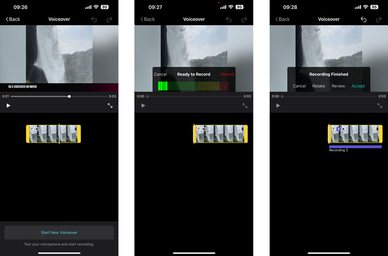 Neem een voice-over op op iMovie iPhone