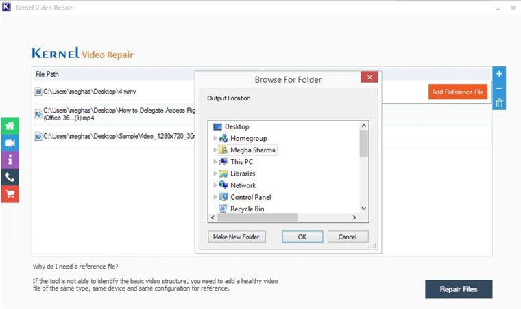 Kernel Video Repair Alegeți folderul