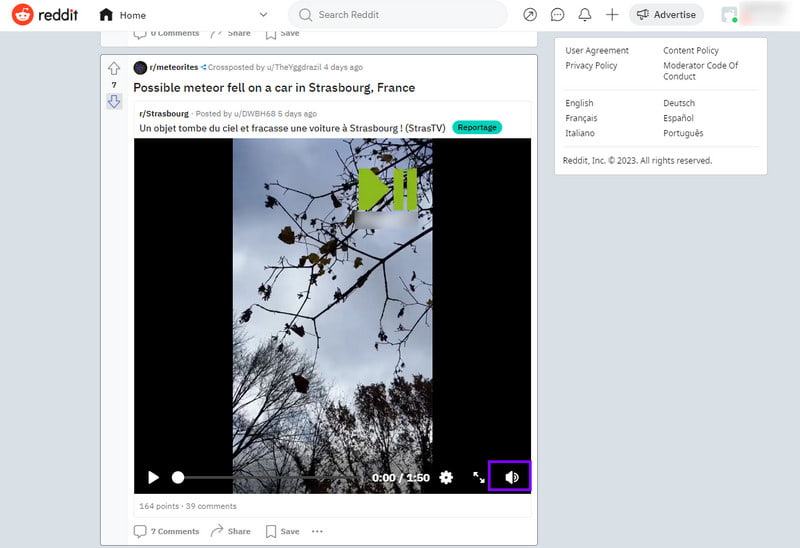 Bật tiếng video trên Reddit