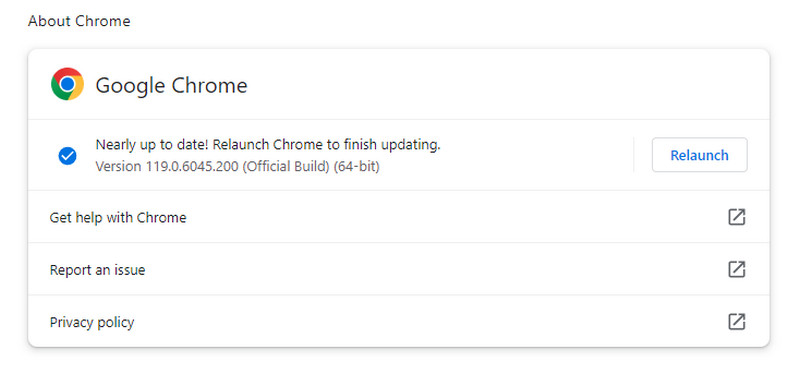 Actualizați browserul Google Chrome