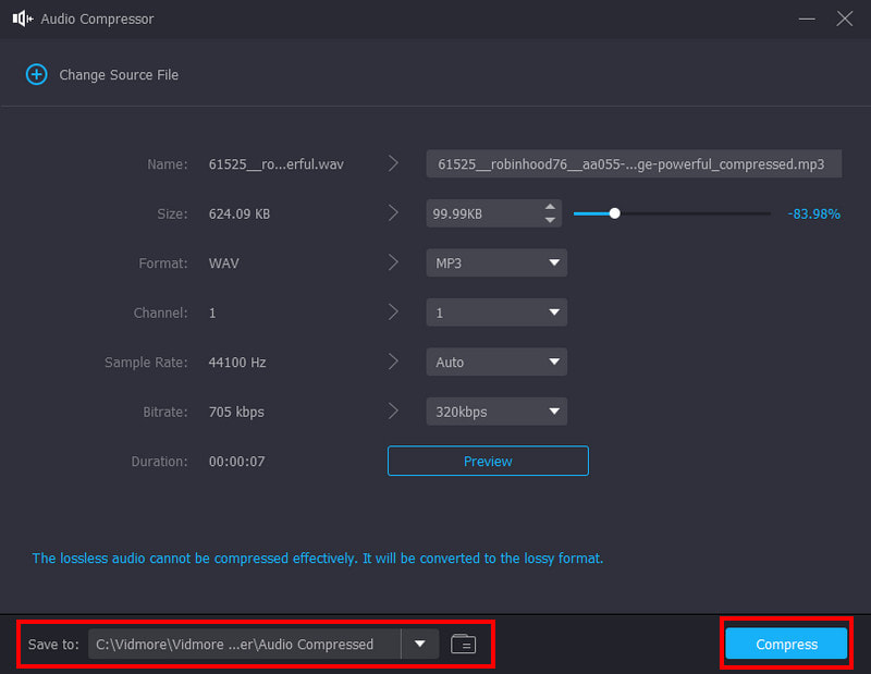 Audio Compressor Preview Compress