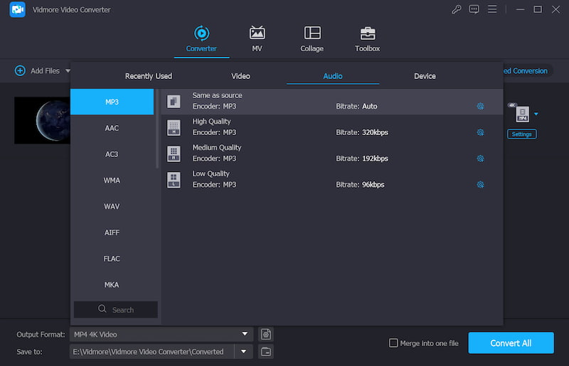 Choose MP3 As Output Format