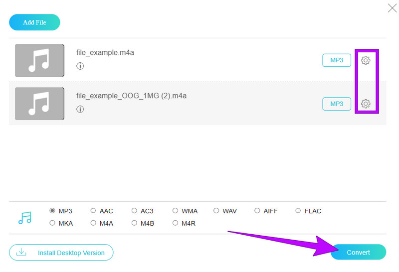 Conversie M4A OGG Conversie online