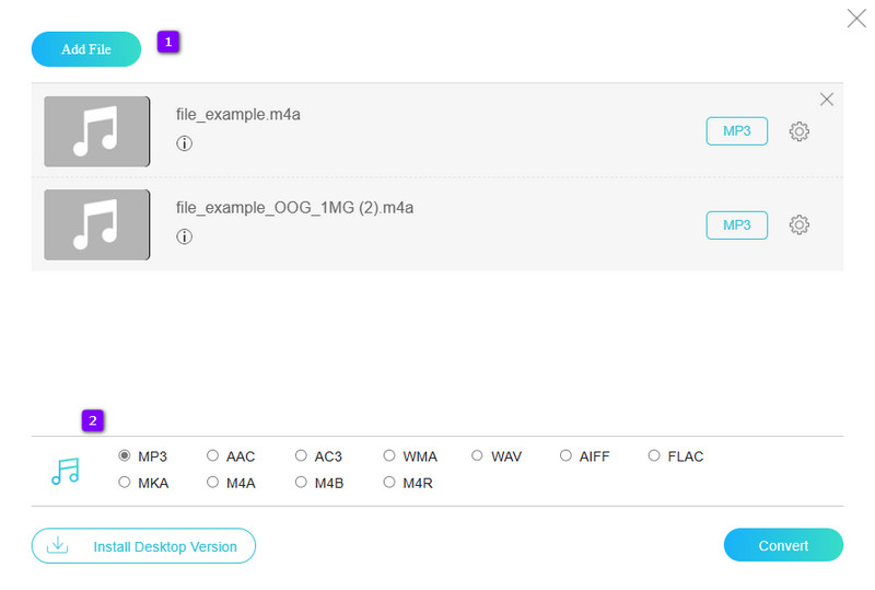 Μετατροπή M4A OGG Online Upload