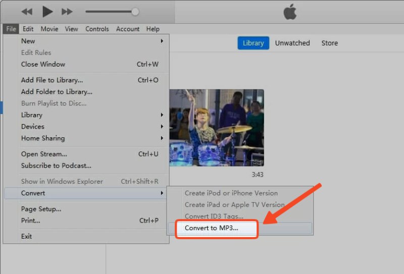 Converti la versione MP3 di iTunes