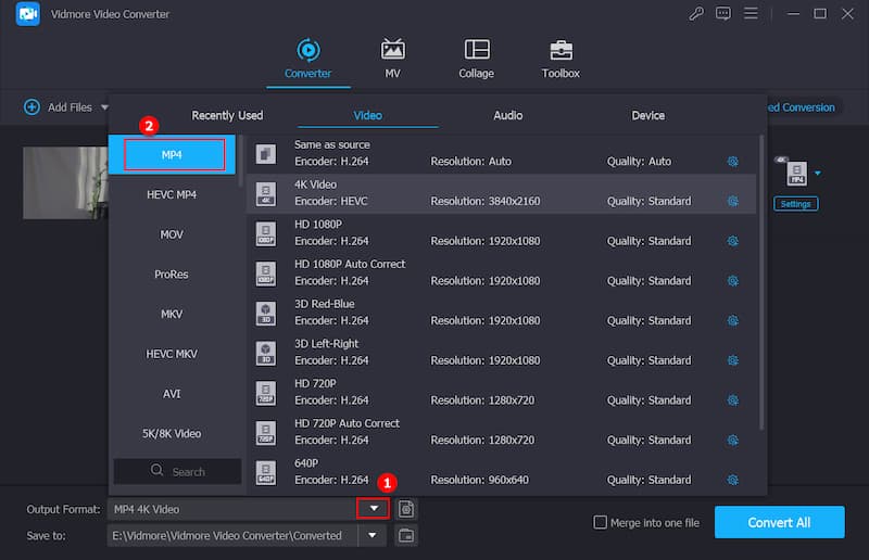 Select Output Format