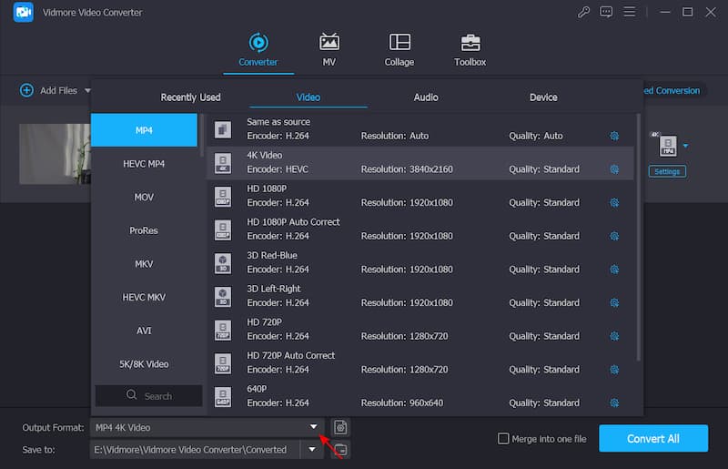 Select Output Format