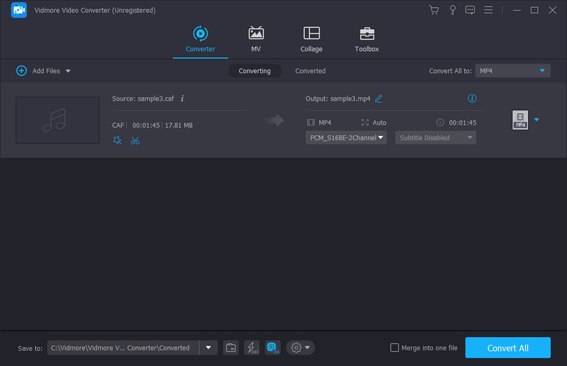 Vidmore Cut Scissors comprimeert audio op de computer