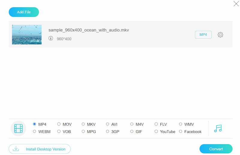 Interfaz en línea de Vidmore Video Converter