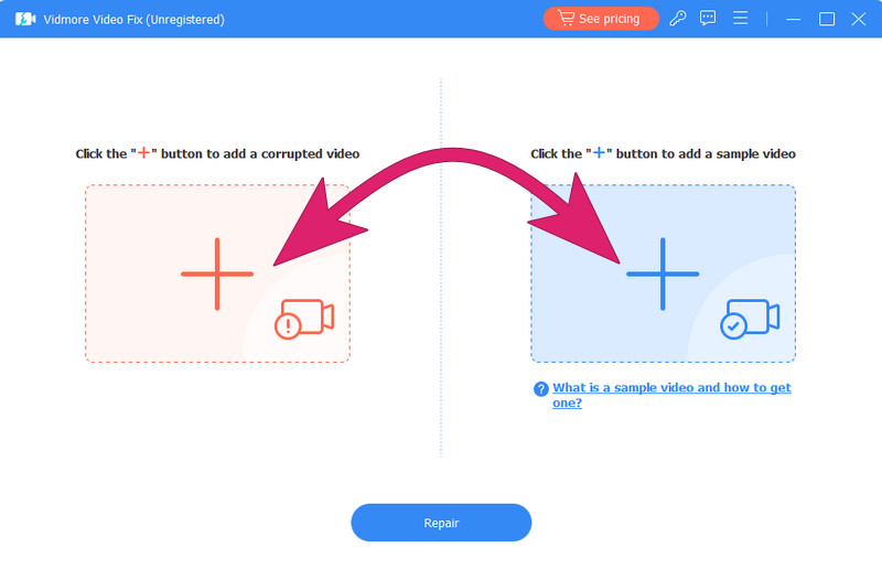 Vidmore Video Fix Last opp videoer