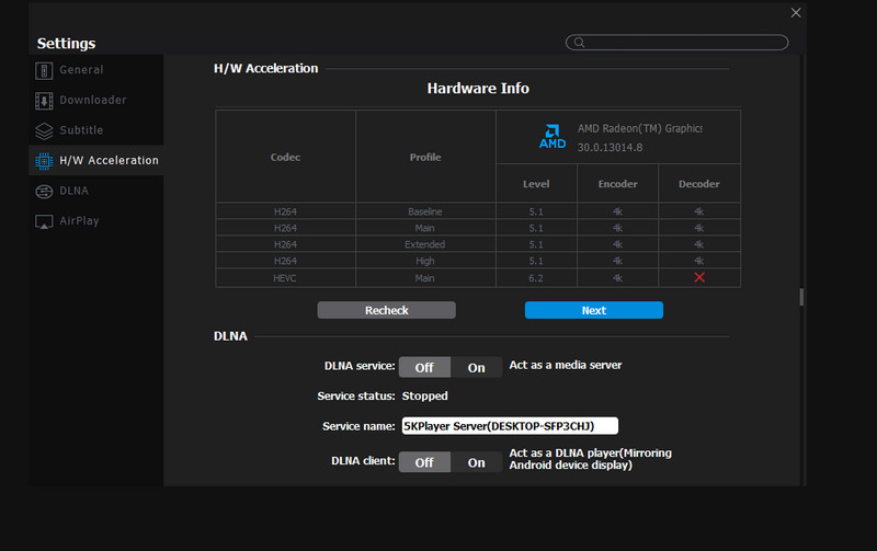 Aceleração de hardware 5KPlayer