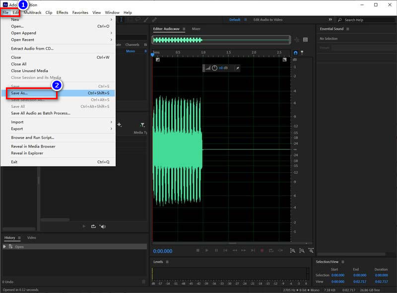 Configuração de saída de compactação do Adobe Audition