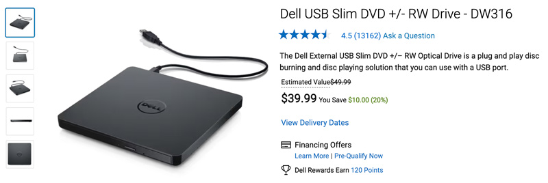 محرك أقراص DVD USB من Dell DW316