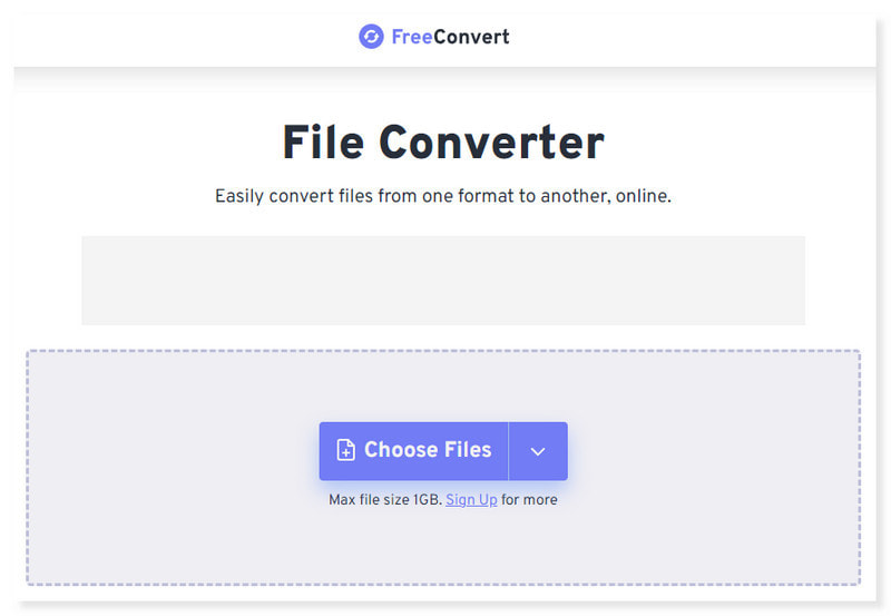 FreeConvert اختيار الملفات