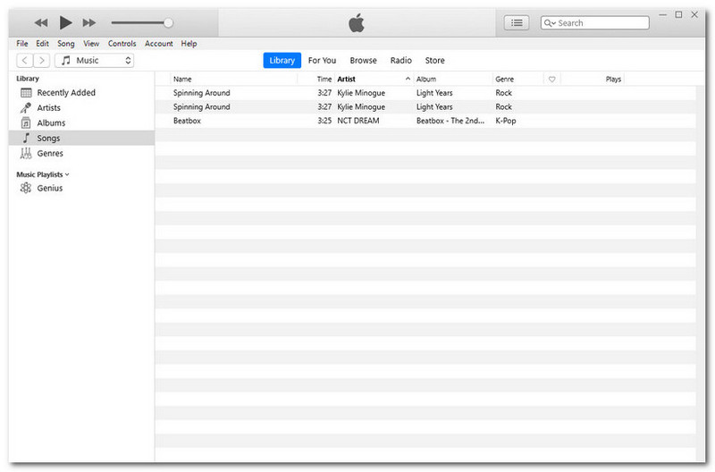 Giao diện bắt đầu của iTunes