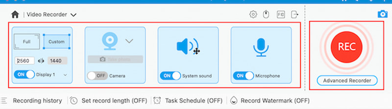 Vidmore Schermrecorder Instelling Opnameknop