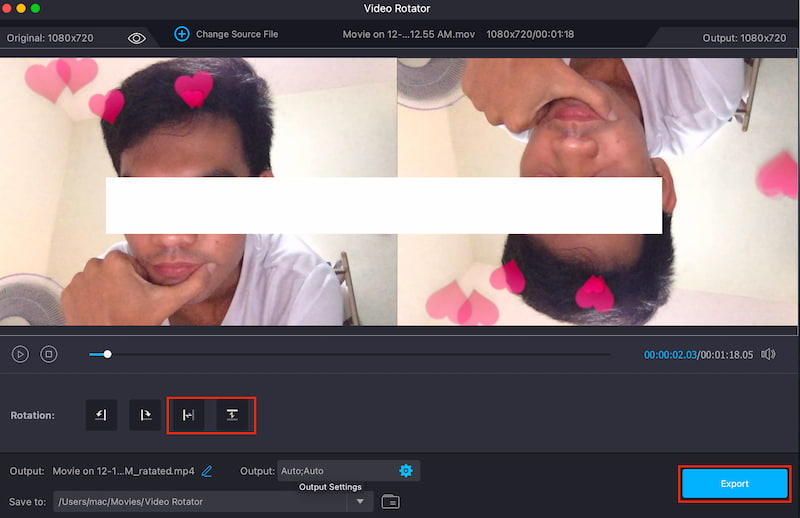 ส่งออกไอคอนพลิก Vidmore Video Converter