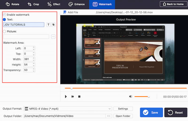 Vidmore Video Editor Activați filigran