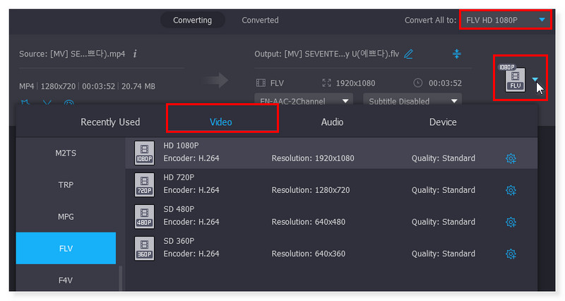 Vidmore Pilih Format Output