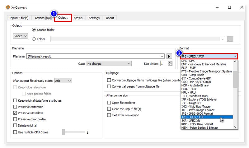 XConvert Pilih Format Output