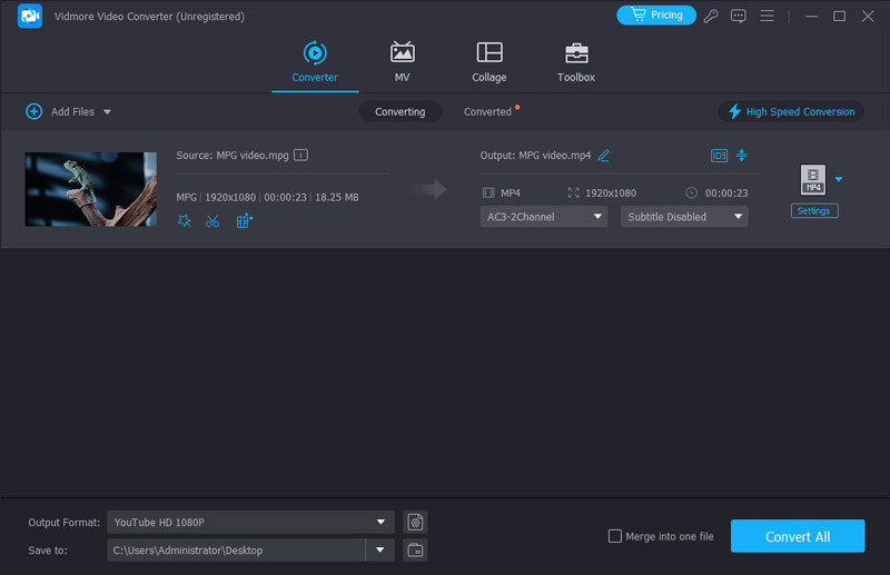 Aggiungi file MPG