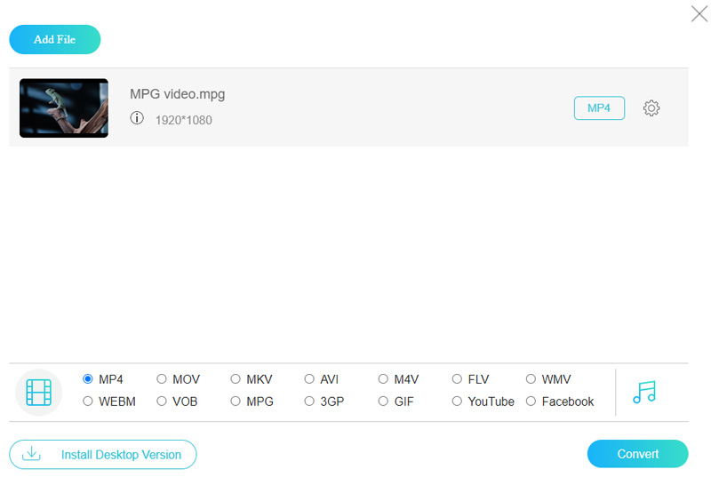 Aggiungi MPG in linea