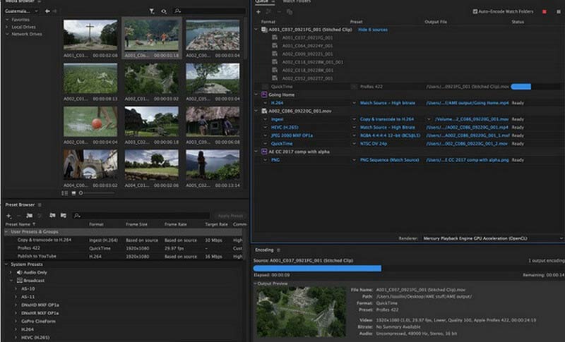 Adobe Media Encoder MP4 naar internet