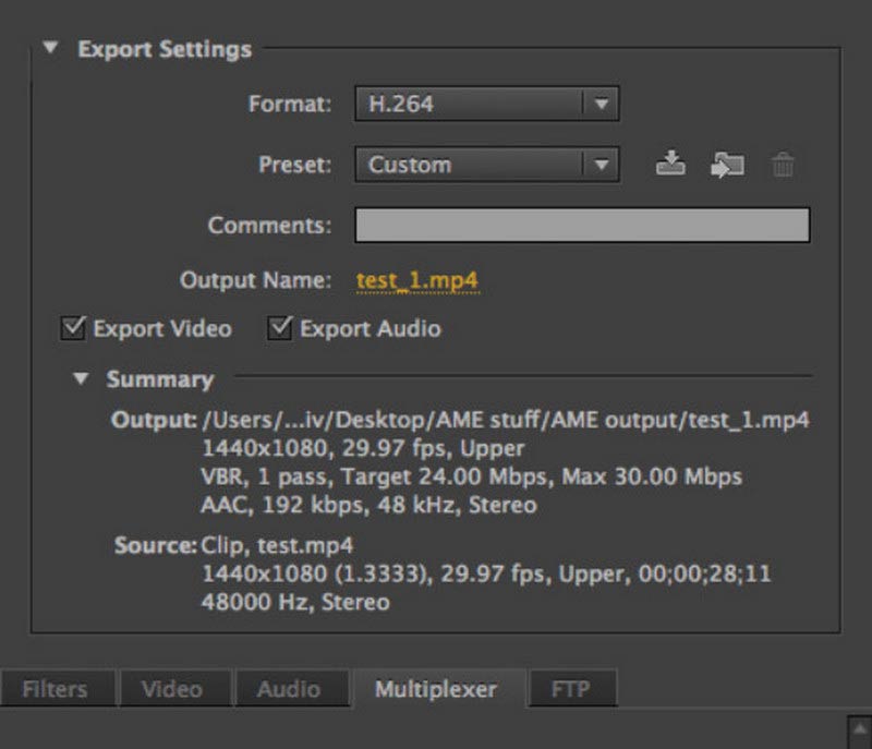 Export Adobe Premiere AVI