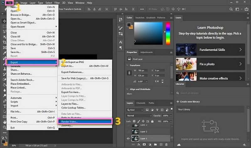 Photoshop convierte GIF a MP4