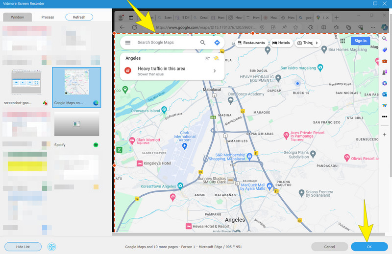 Google 地图 Vidmore 上的屏幕截图 选择区域