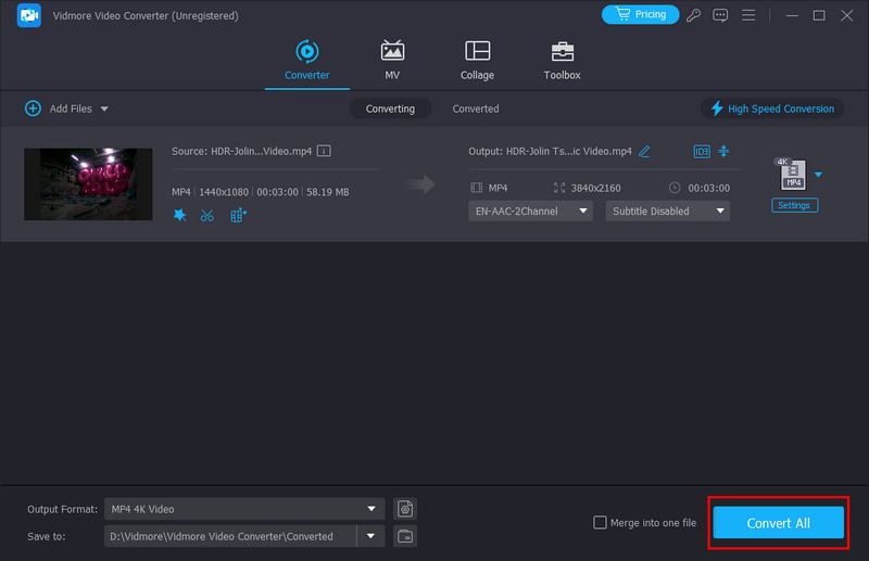 Vidmore Video Converter แปลง HDR