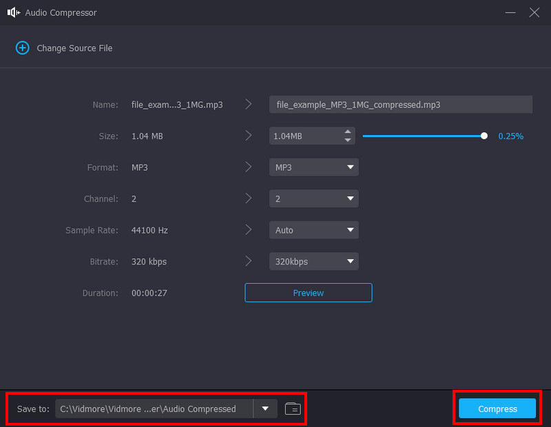 Vidmore Video Converter Guardar en Compressor